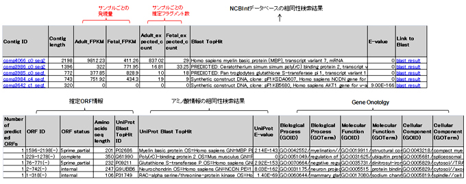 配列情報、発現量情報