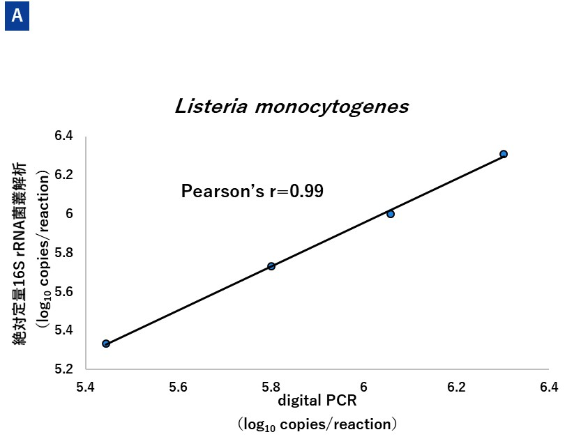 絶対定量16S rRNA菌叢解析とデジタルPCR による定量値の相関