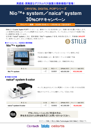 CRYSTAL DIGITAL PCRシリーズ Nio+/naica system30％OFFキャンペーン