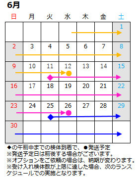 短納期カレンダー2024年6月