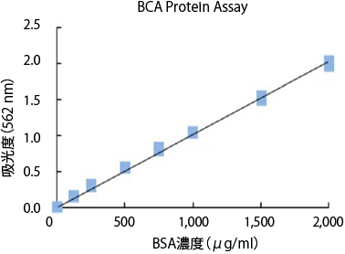 0～2,000 μg/mlのBSA 標準曲線の例